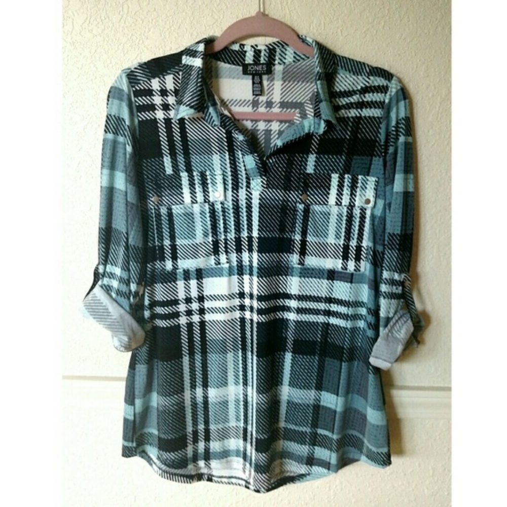 Jones New York 3/4 roll-sleeve blouse